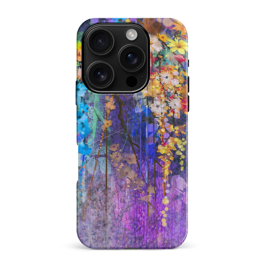 iPhone 16 Pro Max Watercolor Painted Flowers Phone Case