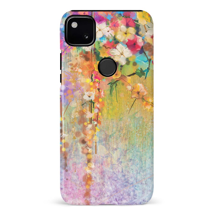 Google Pixel 4A Midnight Bloom Painted Flowers Phone Case