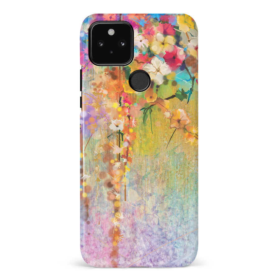 Google Pixel 5 Midnight Bloom Painted Flowers Phone Case