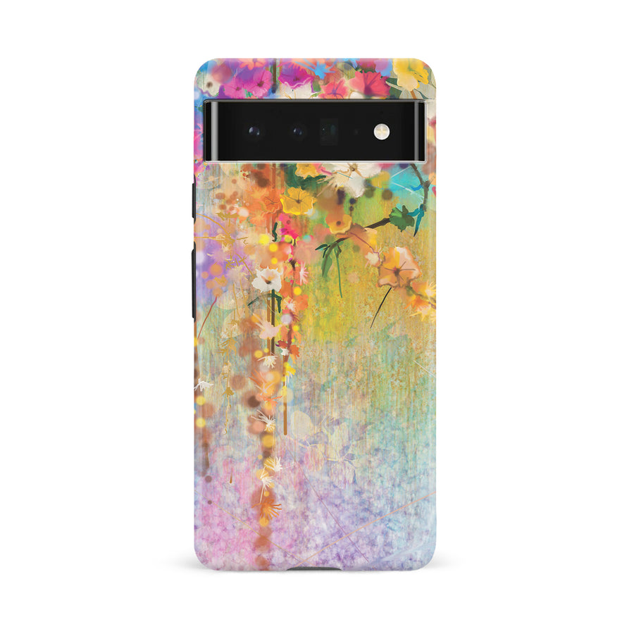 Google Pixel 6A Midnight Bloom Painted Flowers Phone Case