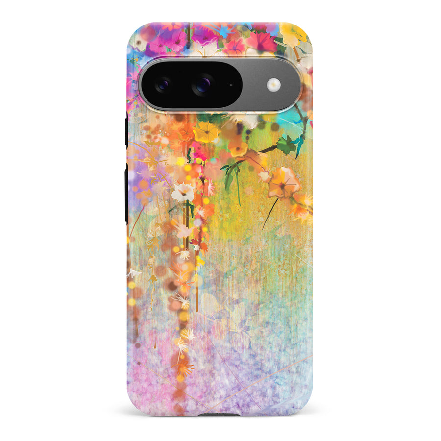 Google Pixel 9 Midnight Bloom Painted Flowers Phone Case