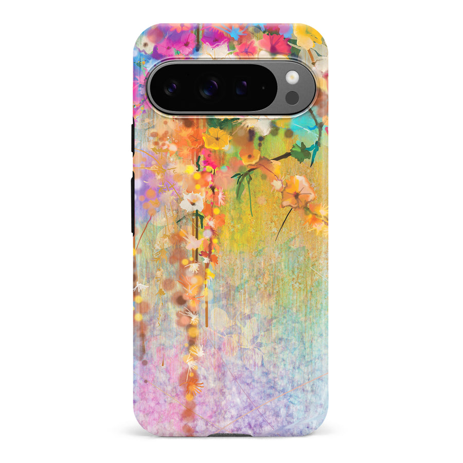 Google Pixel 9 Pro Midnight Bloom Painted Flowers Phone Case