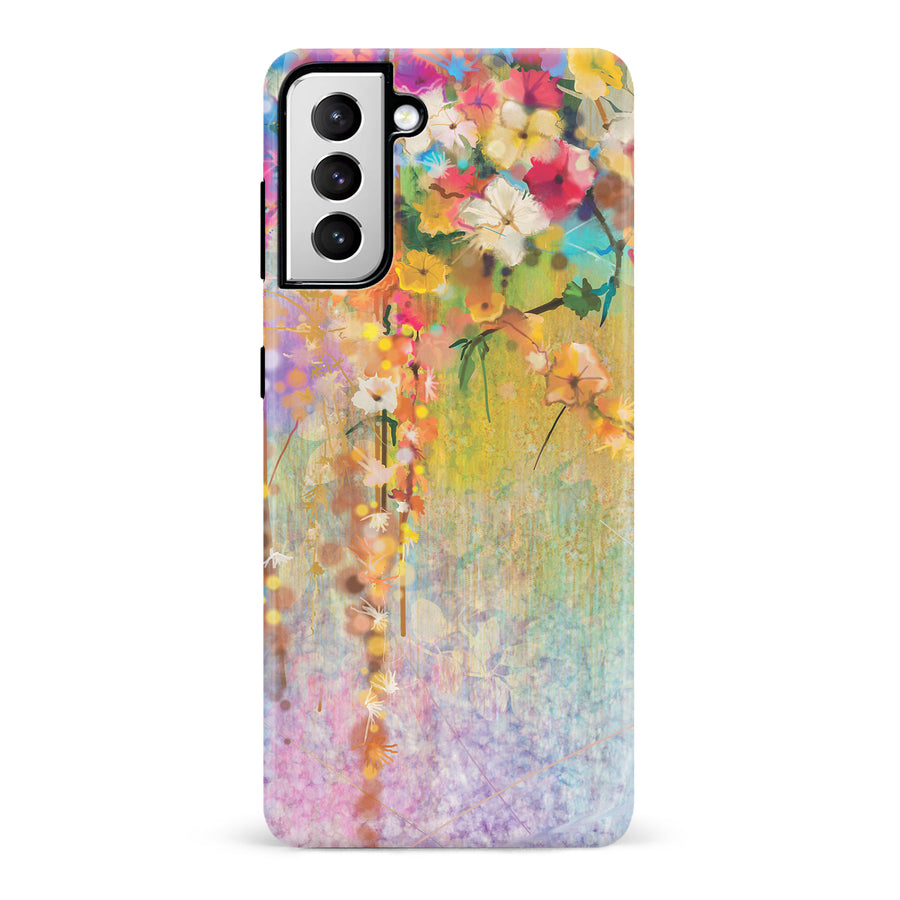 Samsung Galaxy S21 Midnight Bloom Painted Flowers Phone Case