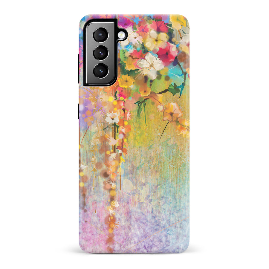 Samsung Galaxy S21 Plus Midnight Bloom Painted Flowers Phone Case