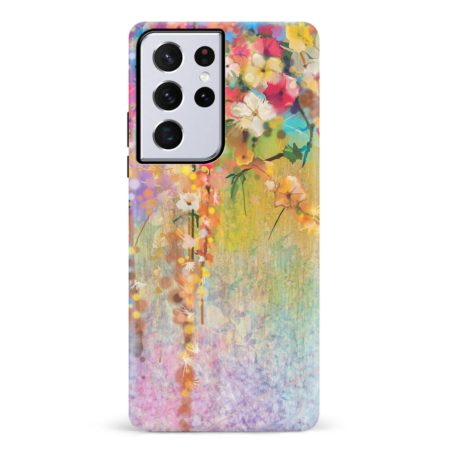 Samsung Galaxy S21 Ultra Midnight Bloom Painted Flowers Phone Case