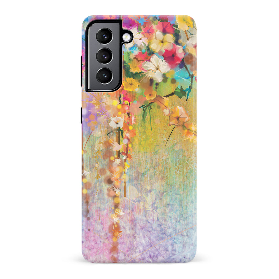 Samsung Galaxy S22 Midnight Bloom Painted Flowers Phone Case