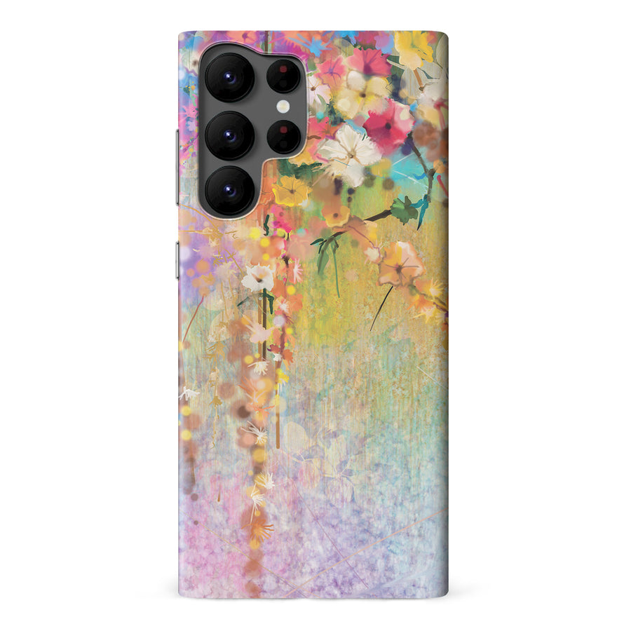 Samsung Galaxy S22 Ultra Midnight Bloom Painted Flowers Phone Case