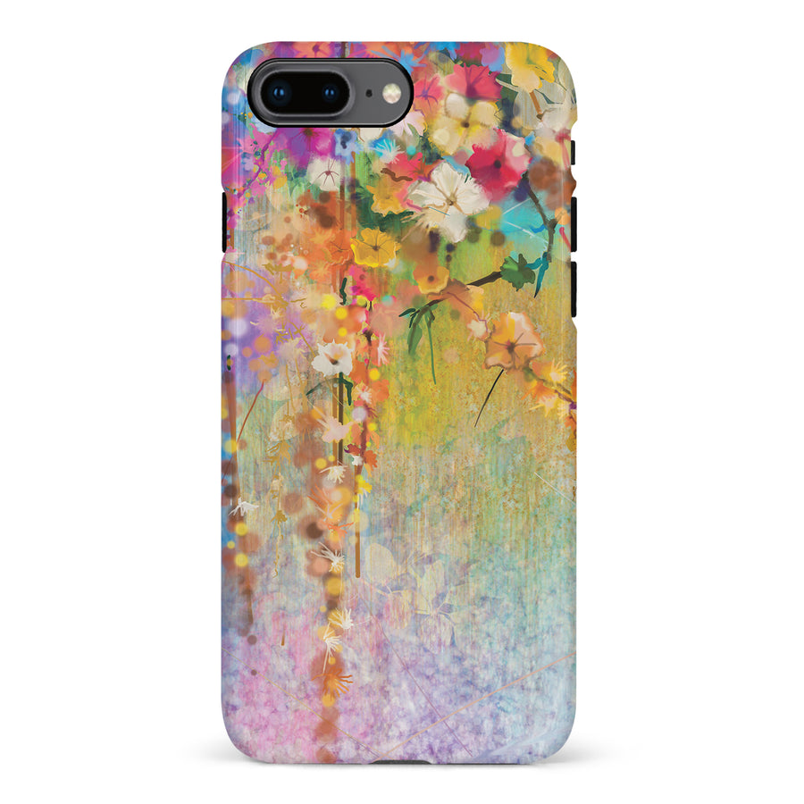 iPhone 8 Plus Midnight Bloom Painted Flowers Phone Case