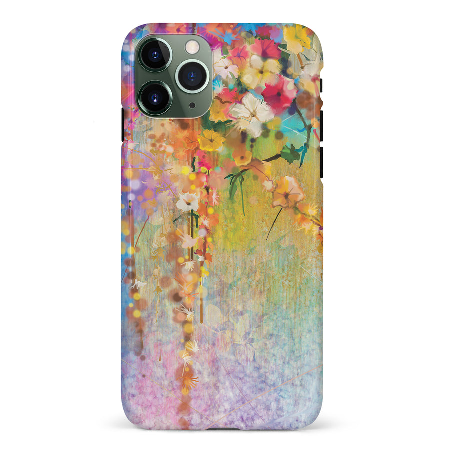 iPhone 11 Pro Midnight Bloom Painted Flowers Phone Case