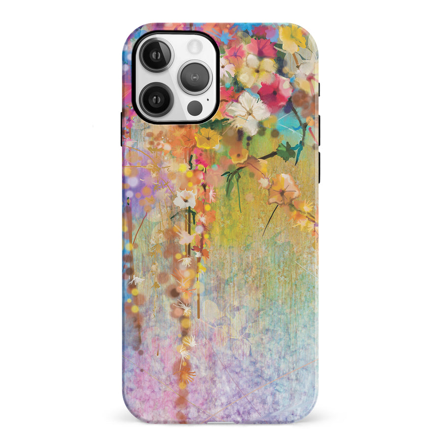 iPhone 12 Midnight Bloom Painted Flowers Phone Case