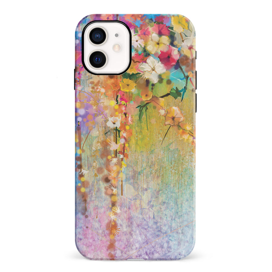 iPhone 12 Mini Midnight Bloom Painted Flowers Phone Case