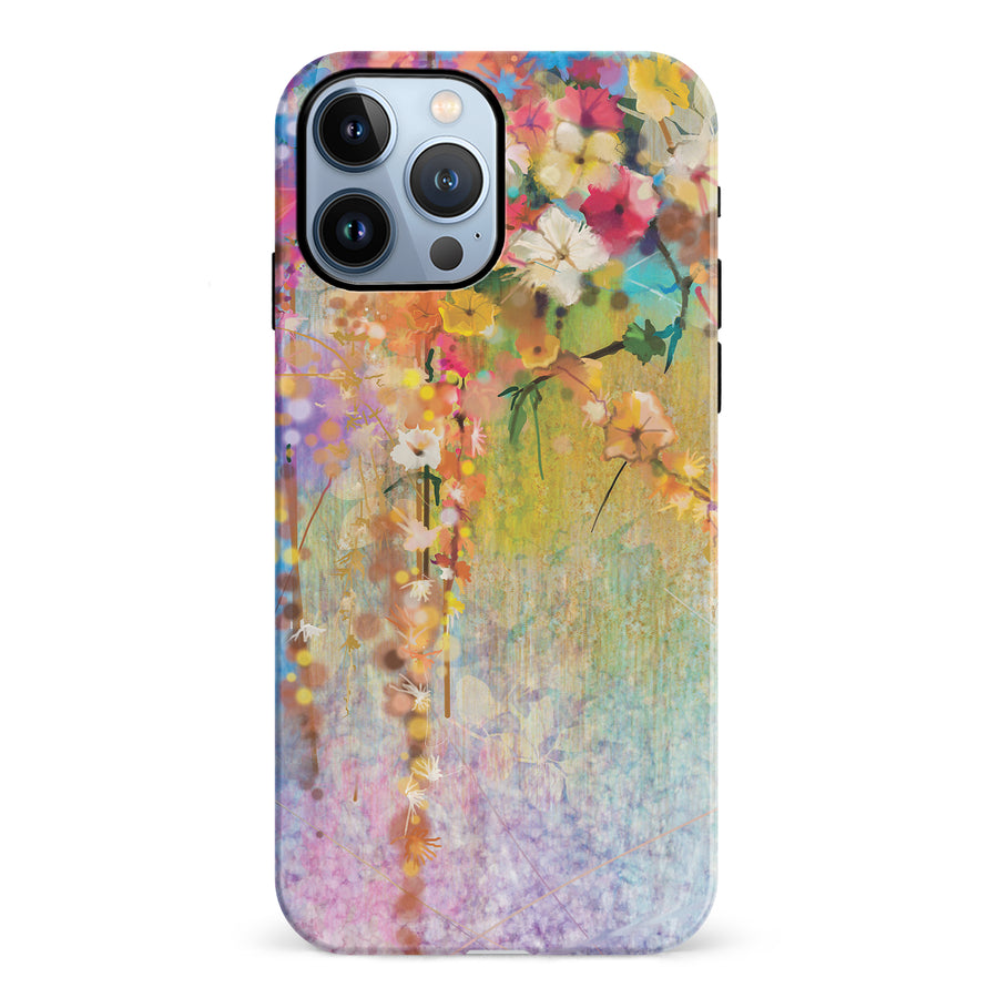iPhone 12 Pro Midnight Bloom Painted Flowers Phone Case