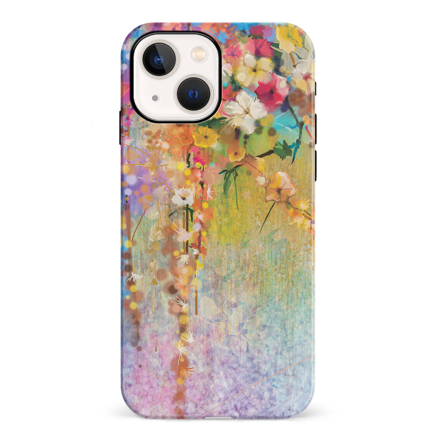 iPhone 13 Mini Midnight Bloom Painted Flowers Phone Case