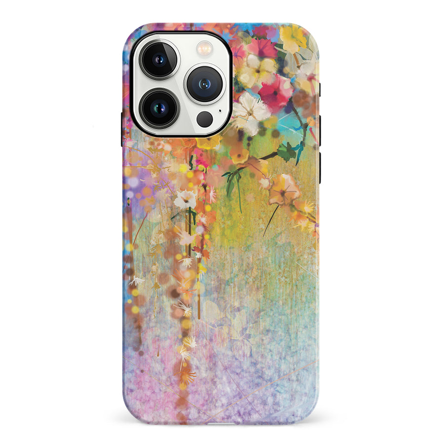 iPhone 13 Pro Midnight Bloom Painted Flowers Phone Case