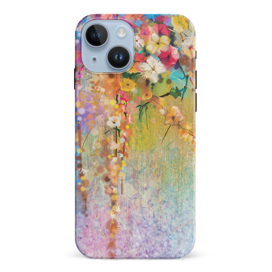iPhone 15 Midnight Bloom Painted Flowers Phone Case