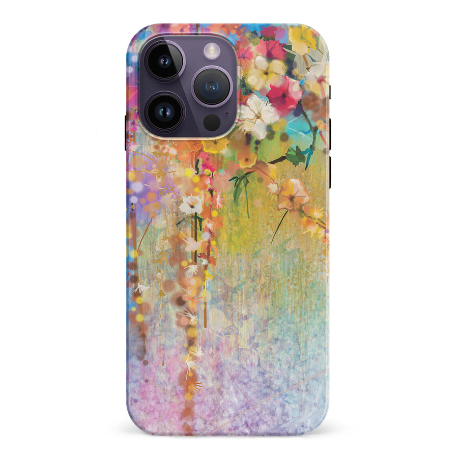 iPhone 15 Pro Midnight Bloom Painted Flowers Phone Case