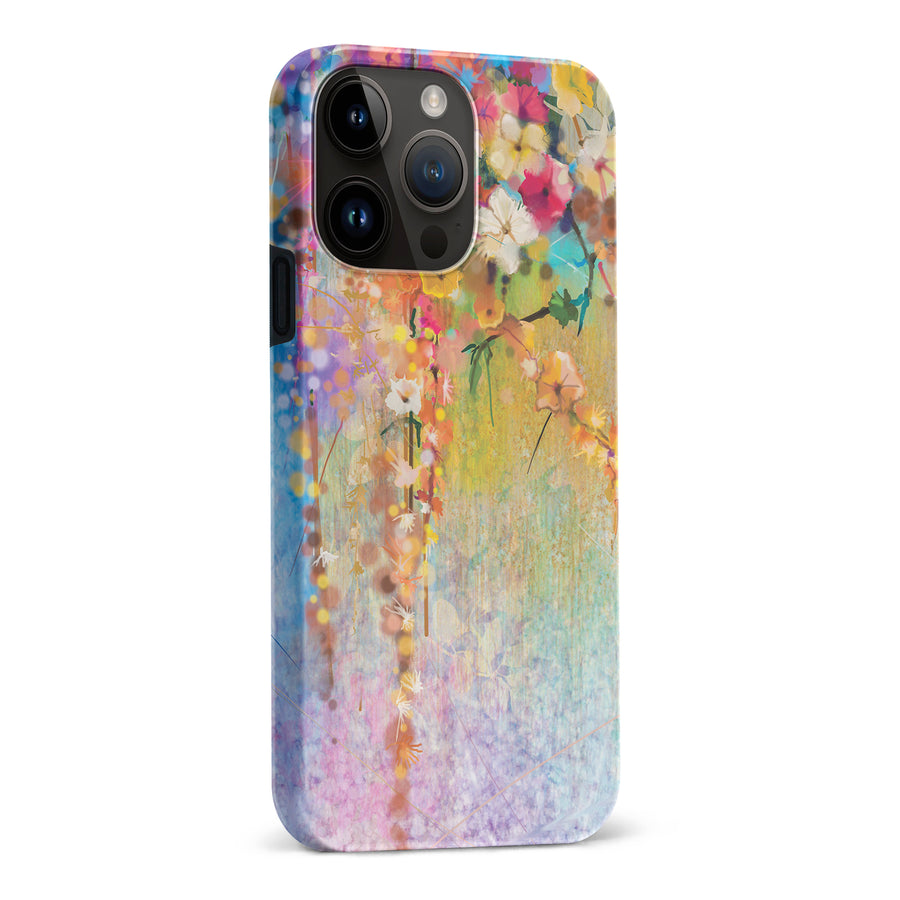 iPhone 15 Pro Max Midnight Bloom Painted Flowers Phone Case