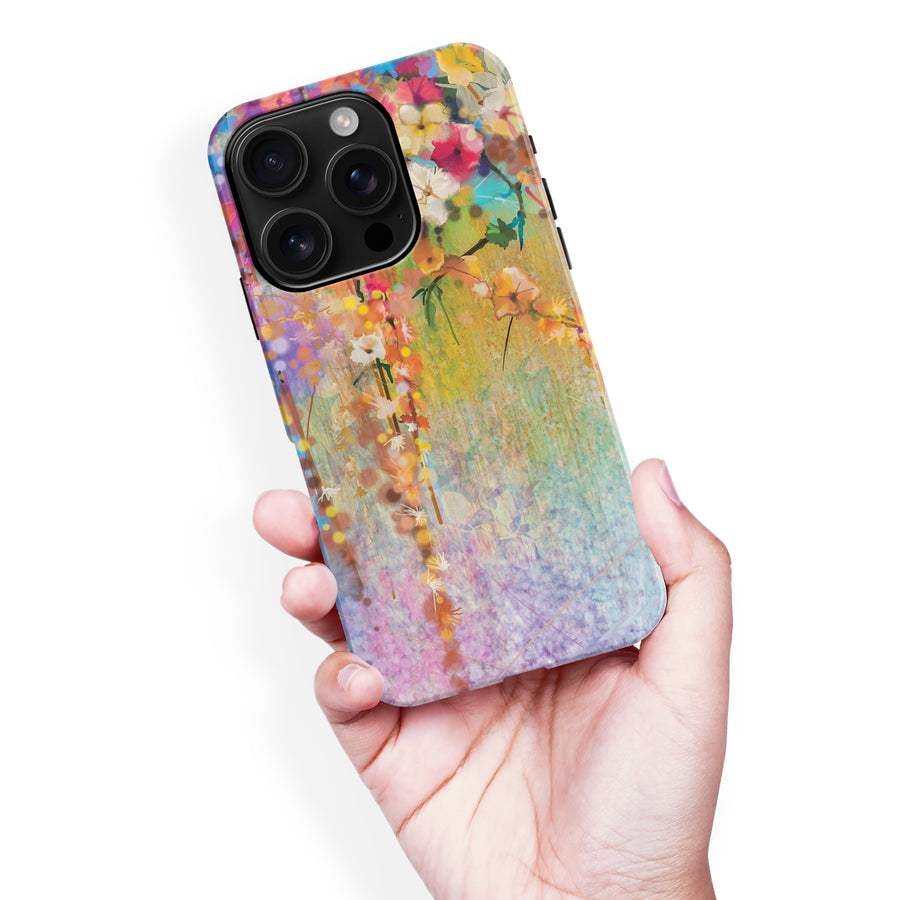 iPhone 16 Pro Max Midnight Bloom Painted Flowers Phone Case