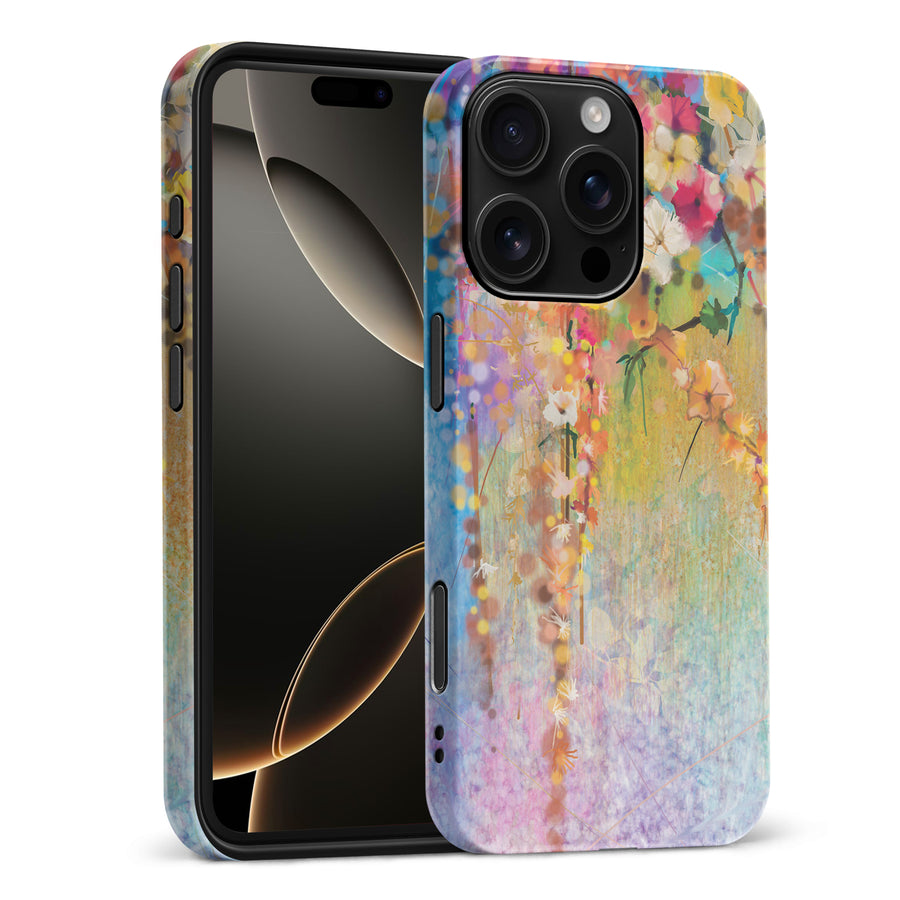 iPhone 16 Pro Max Midnight Bloom Painted Flowers Phone Case