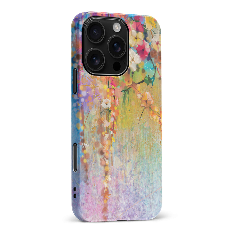 iPhone 16 Pro Max Midnight Bloom Painted Flowers Phone Case