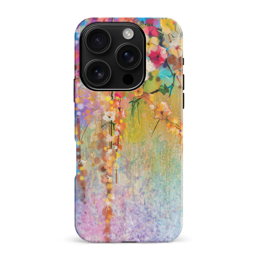 iPhone 16 Pro Max Midnight Bloom Painted Flowers Phone Case