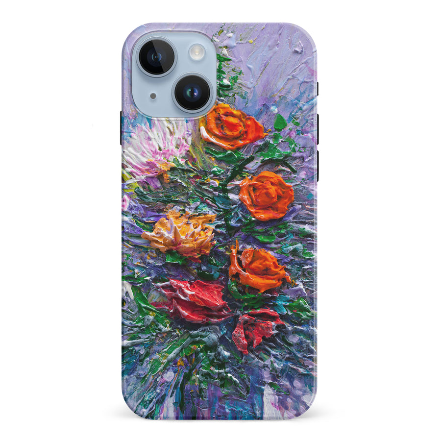 iPhone 15 Rhapsody Painted Flowers Phone Case