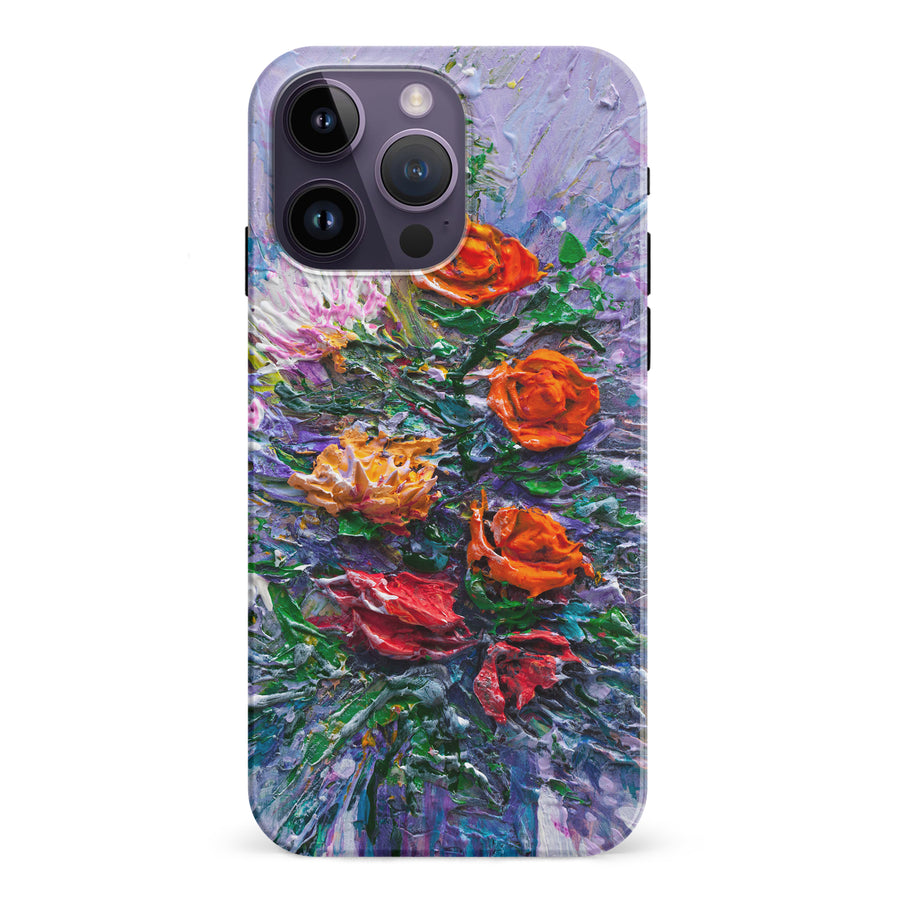 iPhone 15 Pro Rhapsody Painted Flowers Phone Case