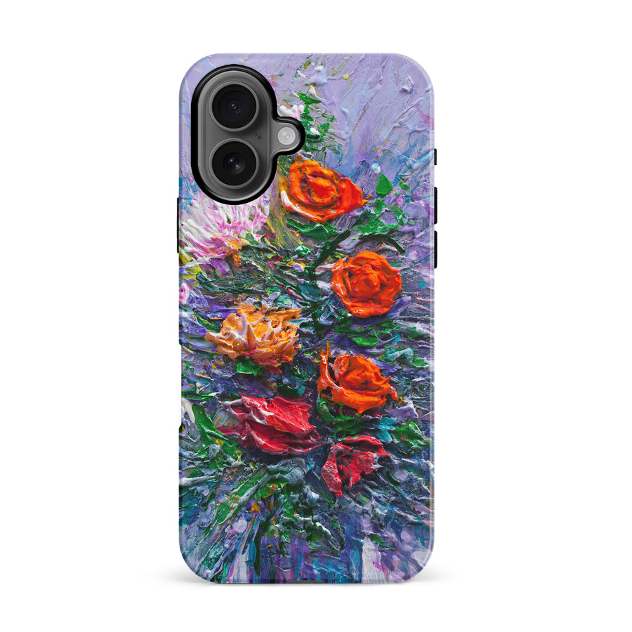 iPhone 16 Rhapsody Painted Flowers Phone Case