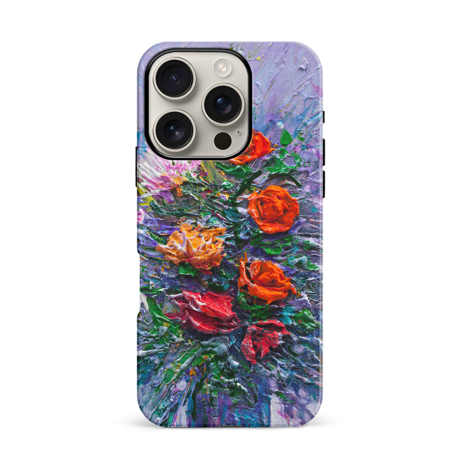 iPhone 16 Pro Rhapsody Painted Flowers Phone Case