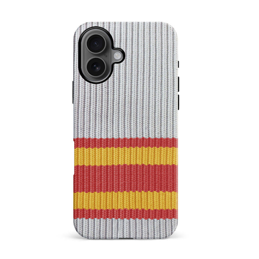 iPhone 16 Hockey Sock Phone Case - Calgary Flames Away