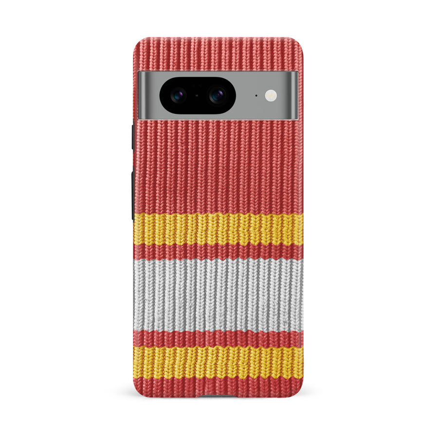 Google Pixel 8 Hockey Sock Phone Case - Calgary Flames Home