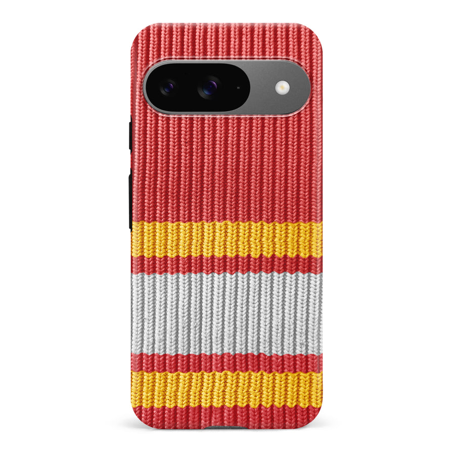 Google Pixel 9 Hockey Sock Phone Case - Calgary Flames Home