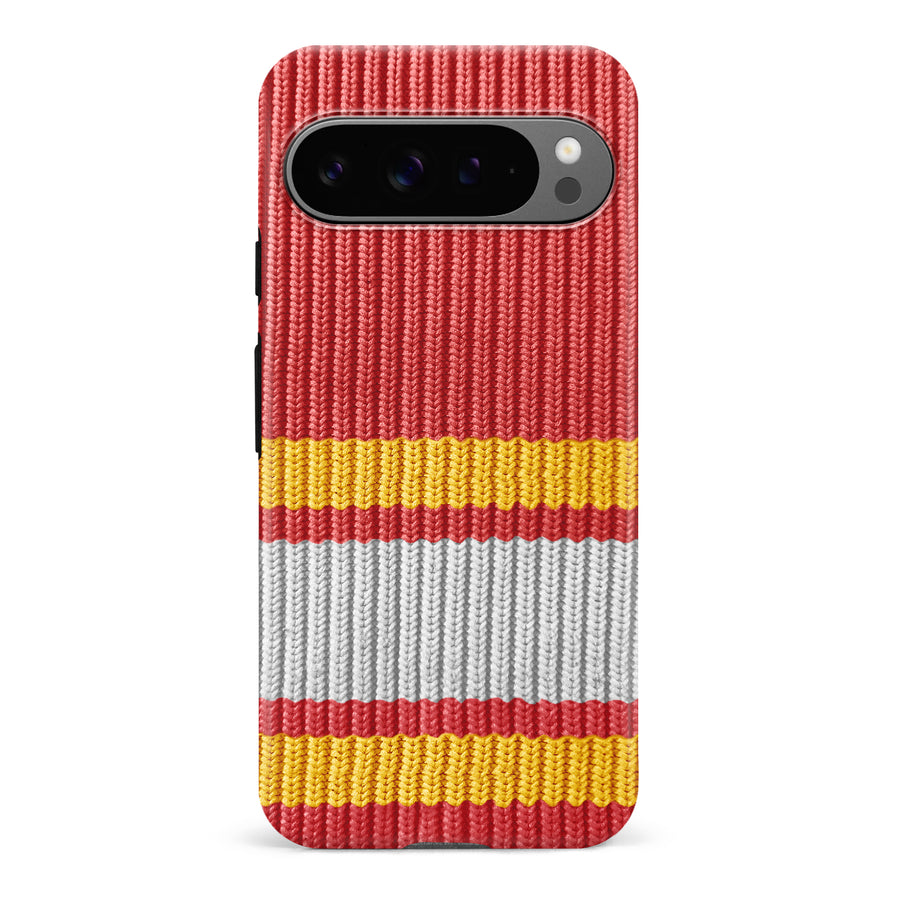 Google Pixel 9 Pro Hockey Sock Phone Case - Calgary Flames Home