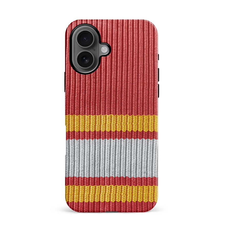 iPhone 16 Hockey Sock Phone Case - Calgary Flames Home