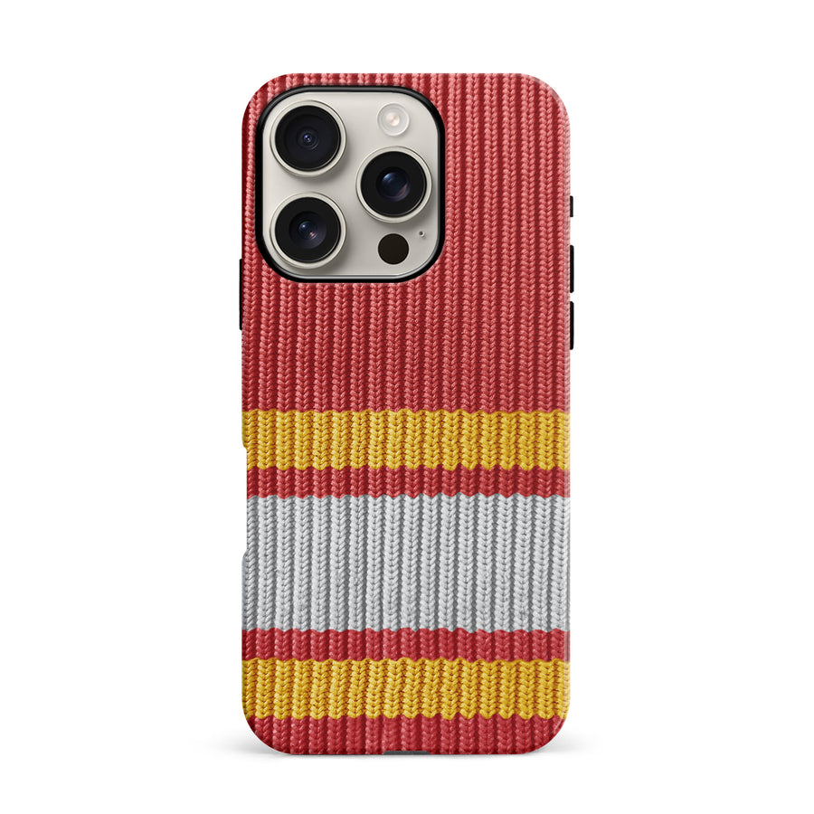 iPhone 16 Pro Hockey Sock Phone Case - Calgary Flames Home