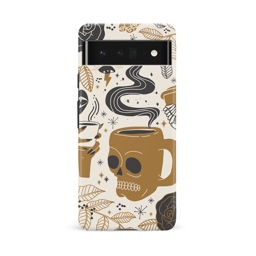 Google Pixel 6A Coffee Skull Phone Case