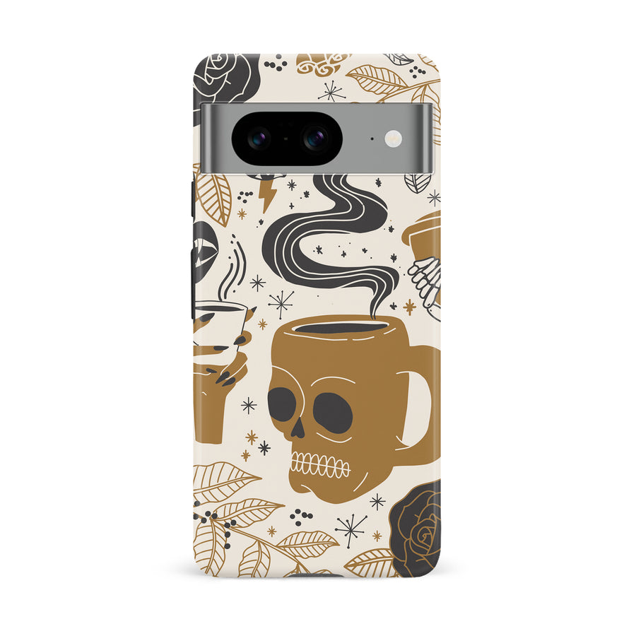 Google Pixel 8 Coffee Skull Phone Case