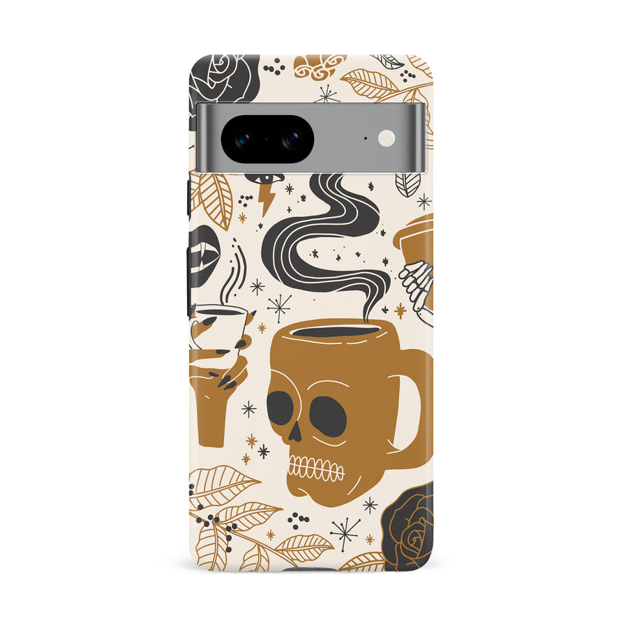 Google Pixel 8A Coffee Skull Phone Case