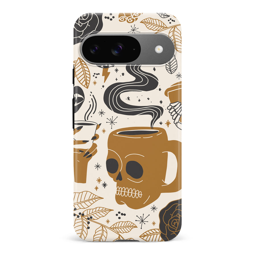 Google Pixel 9 Coffee Skull Phone Case
