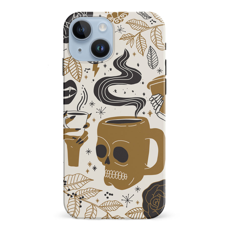 iPhone 15 Coffee Skull Phone Case