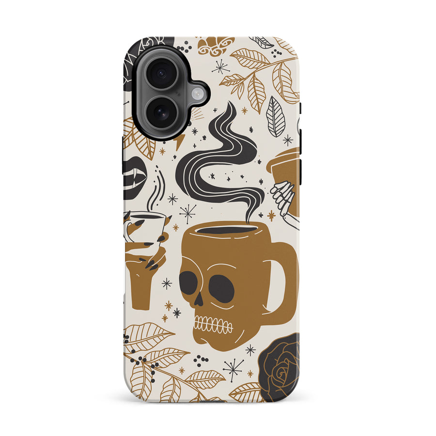 iPhone 16 Coffee Skull Phone Case