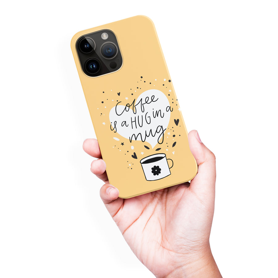 iPhone 15 Pro Max Coffee is a Hug in a Mug Phone Case in Yellow