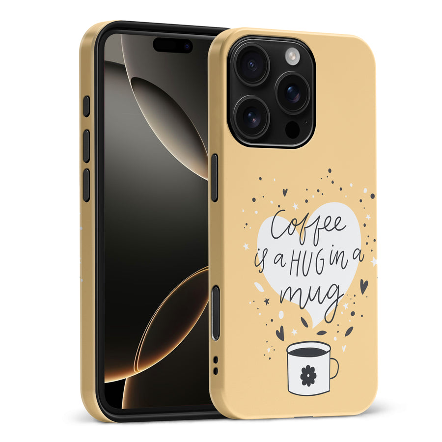 iPhone 16 Pro Max Coffee is a Hug in a Mug Phone Case in Yellow