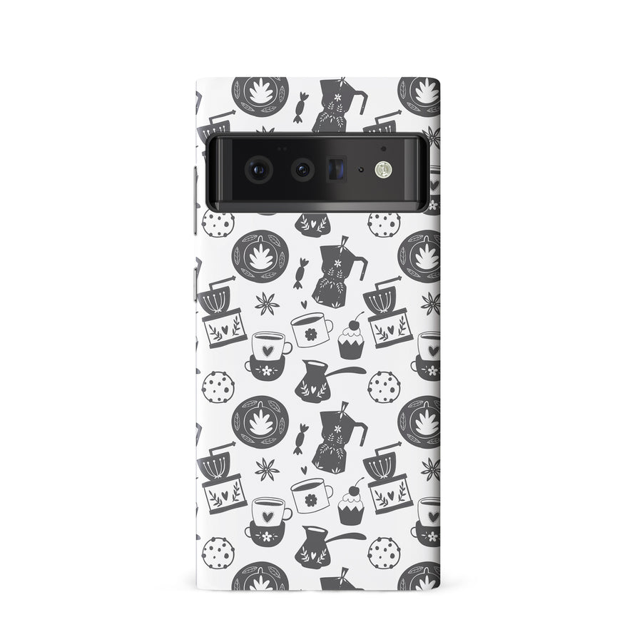 Google Pixel 5 Coffee Stuff Phone Case in Black/White