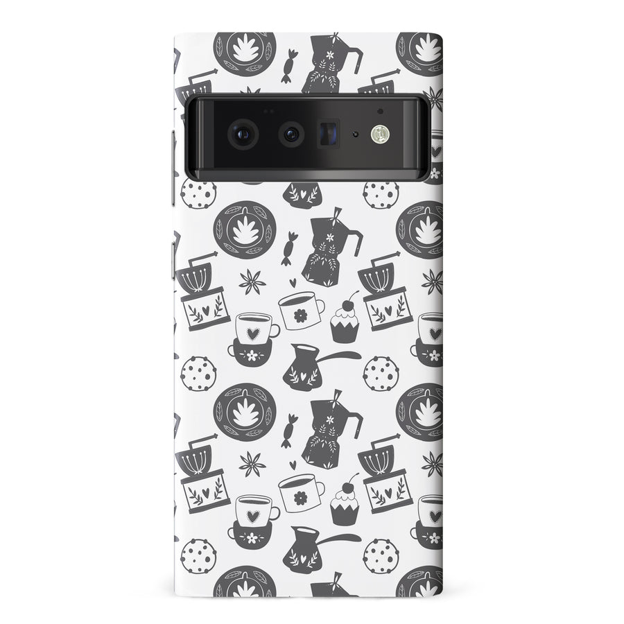 Google Pixel 6 Pro Coffee Stuff Phone Case in Black/White