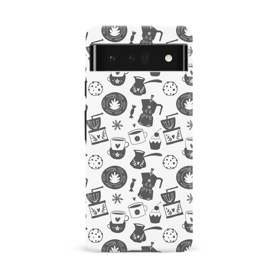 Google Pixel 6A Coffee Stuff Phone Case in Black/White