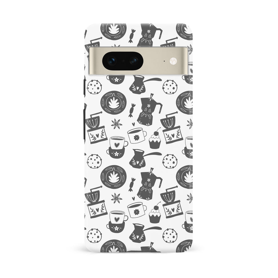 Google Pixel 7 Coffee Stuff Phone Case in Black/White
