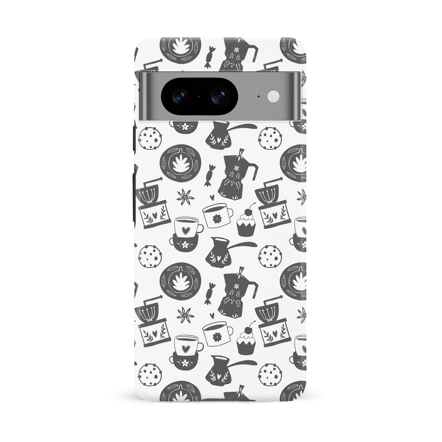 Google Pixel 8 Coffee Stuff Phone Case in Black/White