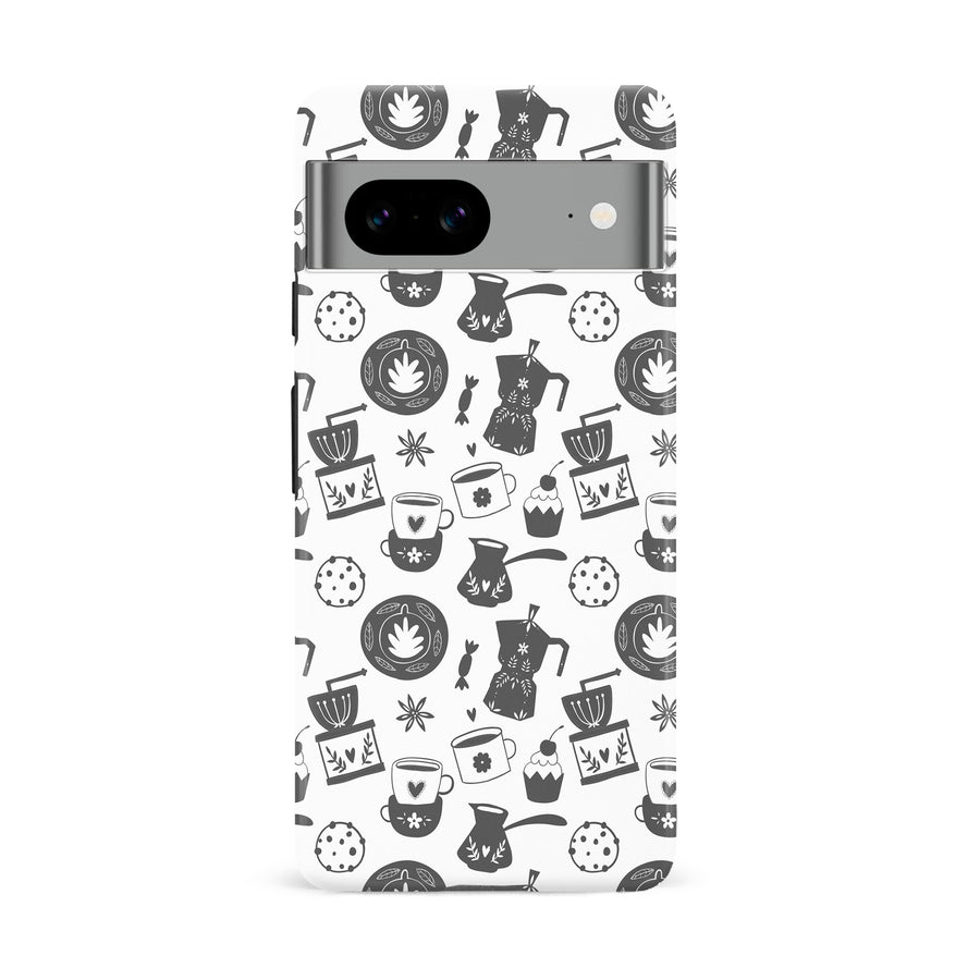 Google Pixel 8A Coffee Stuff Phone Case in Black/White