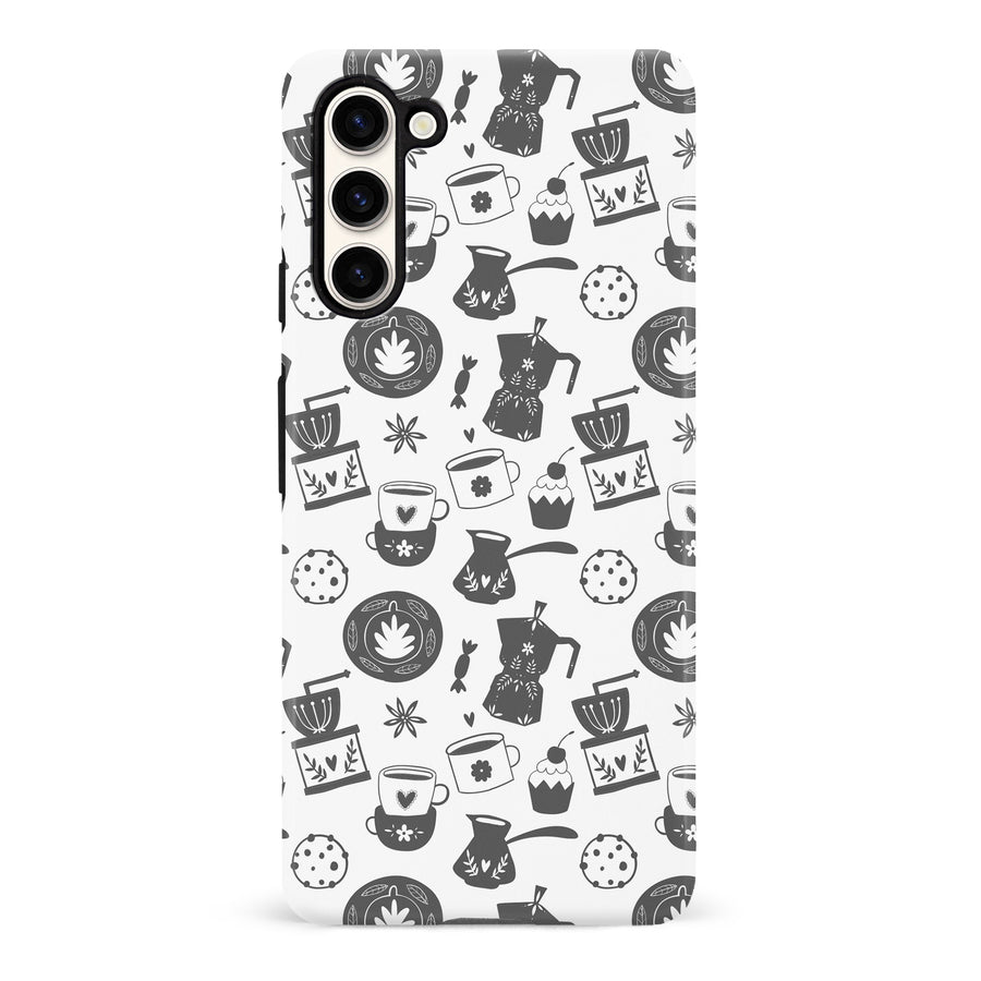 Samsung Galaxy S23 Coffee Stuff Phone Case in Black/White